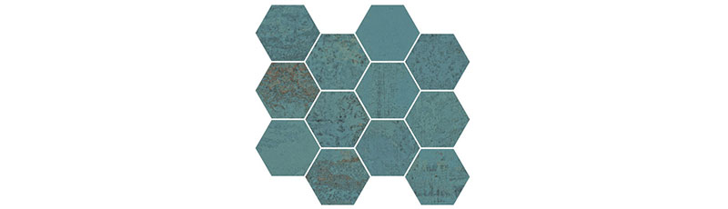 Aparici Metallic Green Natural Mosaico Hexagonal 28x30